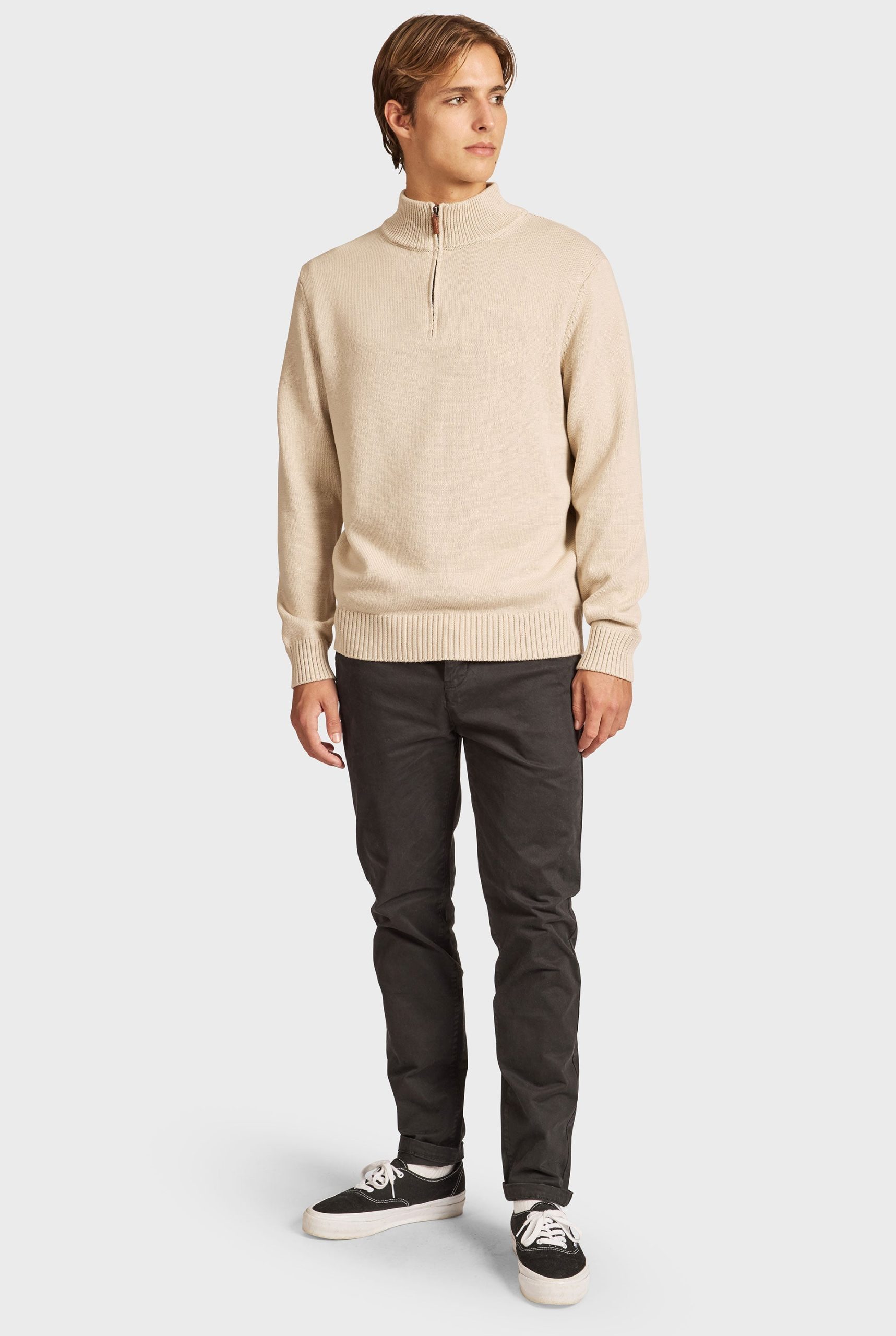 CLYDEQUARTERZIPKNIT-NATURAL-A.jpg Clyde 1/4 Zip Knit - Image 1