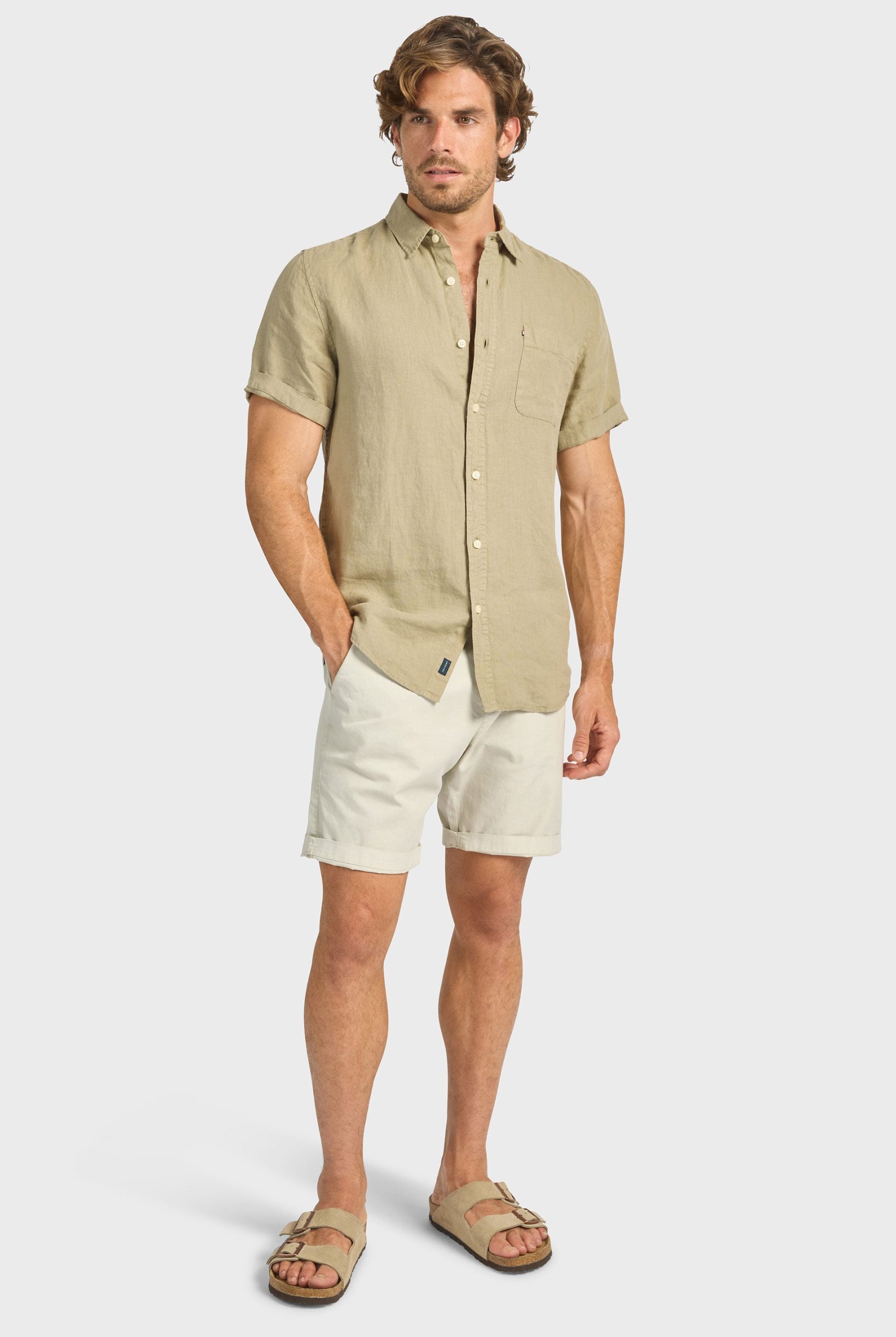 HAMPTONSSLINENSHIRT-ALOEGREEN-A.jpg Hampton Linen S/S Shirt - Image 1