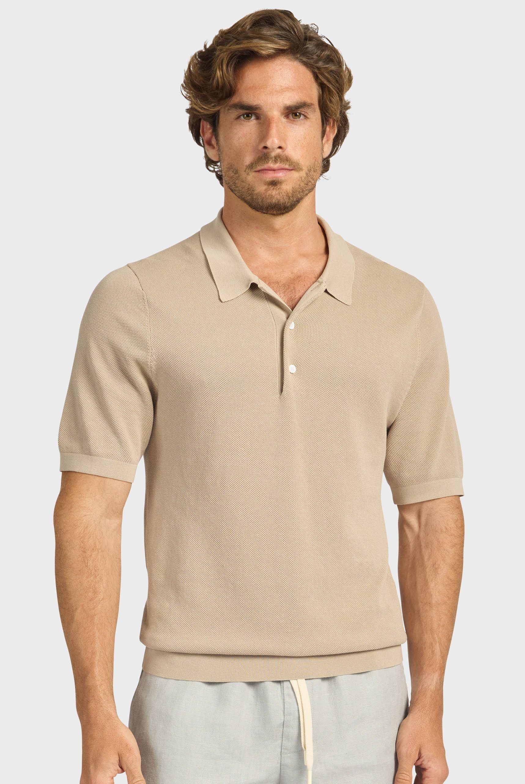 RILEYKNITPOLO-OATMEAL-B_1b6379ac-a2a1-4dc3-b14e-9720744f1b47.jpg Riley Knit Polo - Image 1