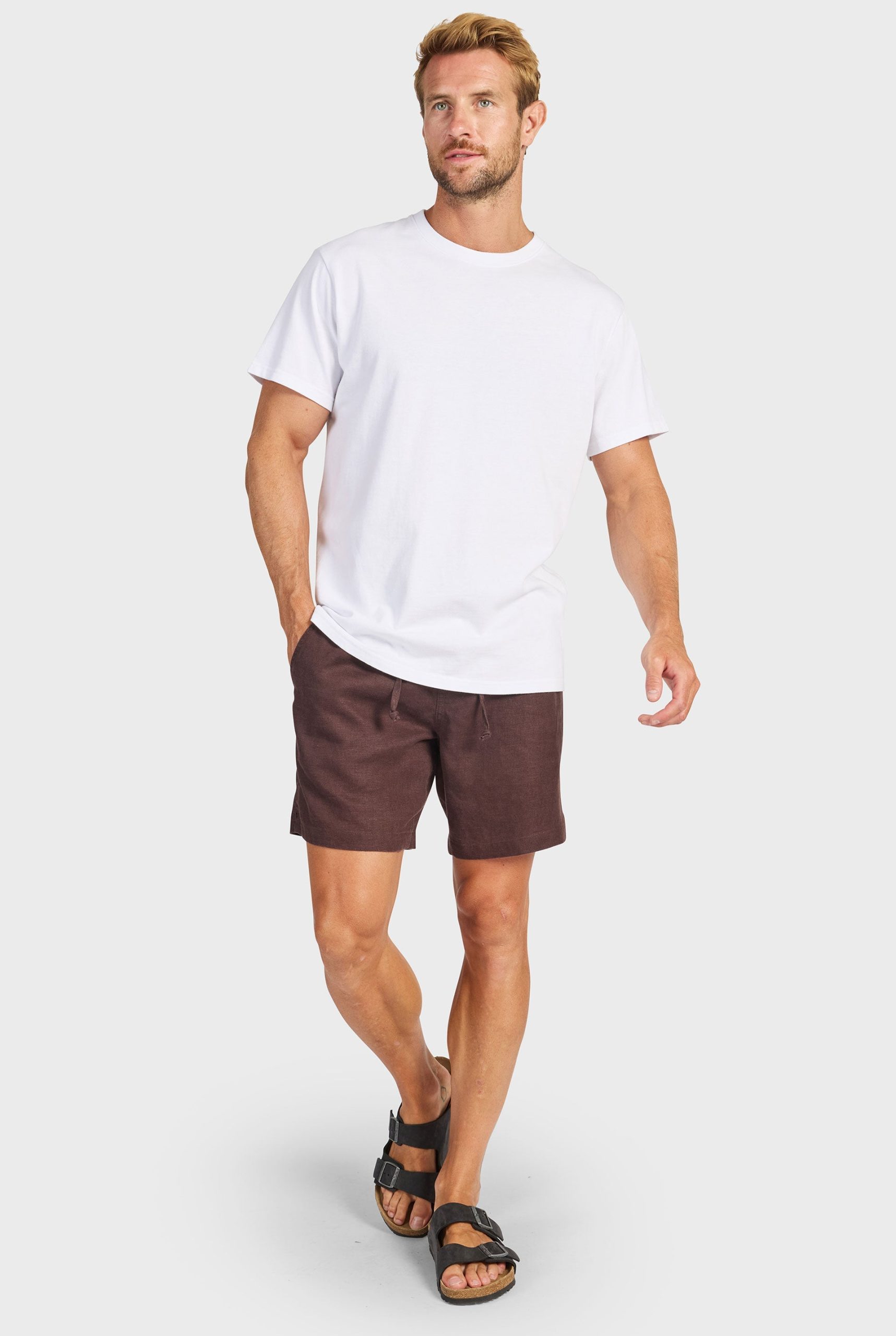 RIVIERALINENSHORT-COFFEEBEAN-A.jpg Riviera Linen Short - Image 1